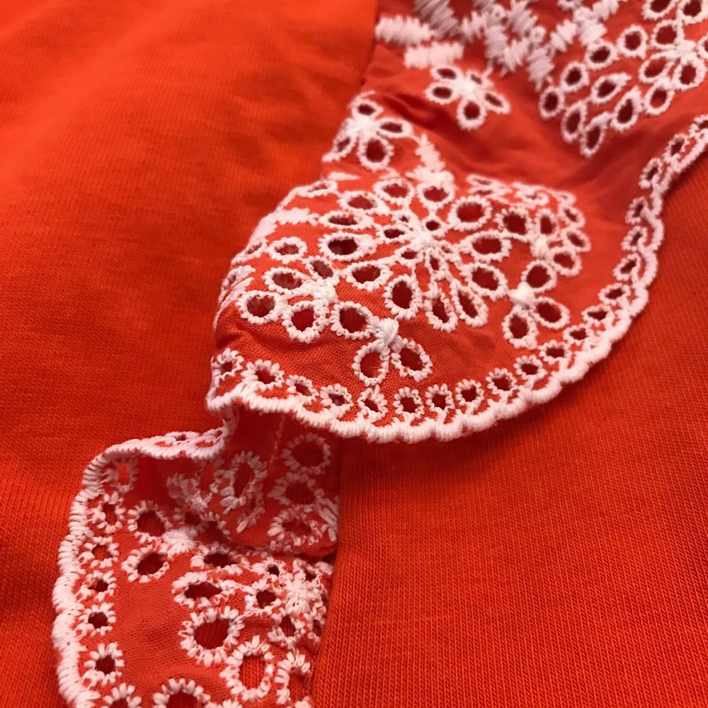 Orange Anthropologie Shirt with Eyelet Lace